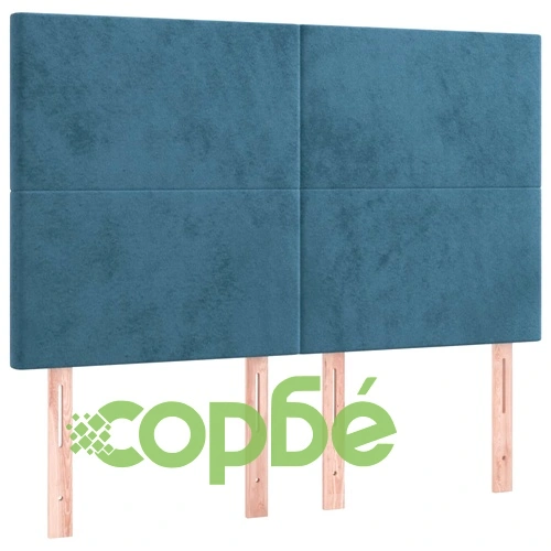 Боксспринг легло с матрак и LED, тъмносиньо, 140x190 см, кадифе ➤ топ цена ➤ sorbe.bg