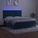Боксспринг легло с матрак и LED, тъмносиньо, 160x200 см, кадифе
