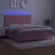 Боксспринг легло с матрак и LED, розово, 160x200 см, кадифе