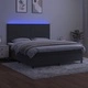 Боксспринг легло с матрак и LED, тъмносиво, 180x200 см, кадифе