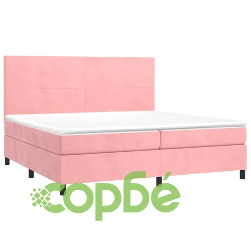 Боксспринг легло с матрак и LED, розово, 200x200 см, кадифе ➤ топ цена ➤ sorbe.bg