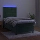 Боксспринг легло с матрак и LED, тъмнозелено, 90x200 см, кадифе