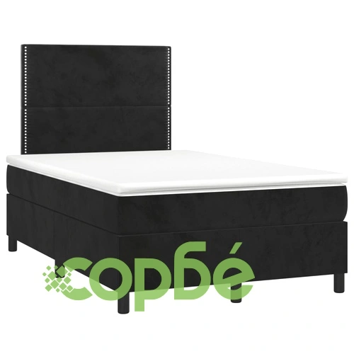 Боксспринг легло с матрак и LED, черно, 120x200 см, кадифе ➤ топ цена ➤ sorbe.bg