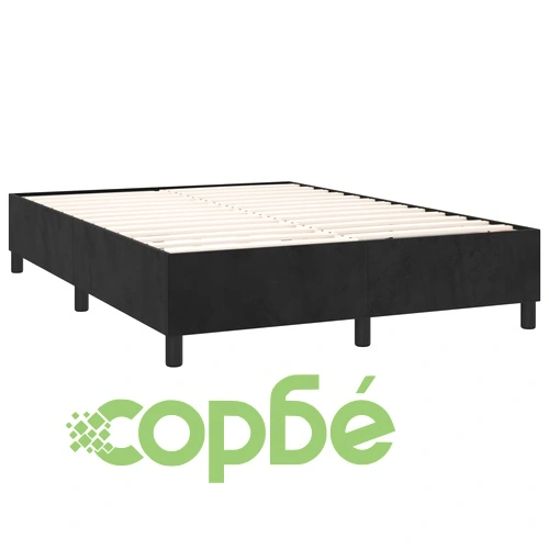 Боксспринг легло с матрак и LED, черно, 140x190 см, кадифе ➤ топ цена ➤ sorbe.bg