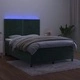 Боксспринг легло с матрак и LED, тъмнозелено, 140x190см, кадифе