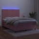 Боксспринг легло с матрак и LED, розово, 140x200 см, кадифе
