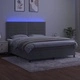 Боксспринг легло с матрак и LED, светлосиво, 160x200 см, кадифе