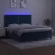Боксспринг легло с матрак и LED, тъмносиньо, 180x200 см, кадифе