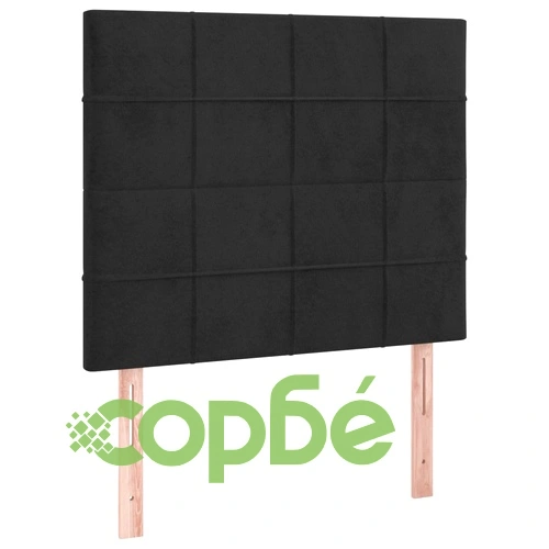 Боксспринг легло с матрак и LED, черно, 80x200 см, кадифе ➤ топ цена ➤ sorbe.bg
