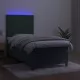 Боксспринг легло с матрак и LED, тъмнозелено, 80x200 см, кадифе