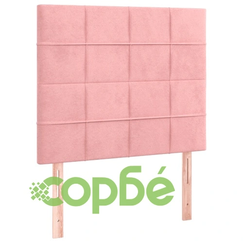 Боксспринг легло с матрак и LED, розово, 90x190 см, кадифе ➤ топ цена ➤ sorbe.bg