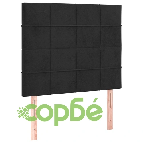 Боксспринг легло с матрак и LED, черно, 90x200 см, кадифе ➤ топ цена ➤ sorbe.bg