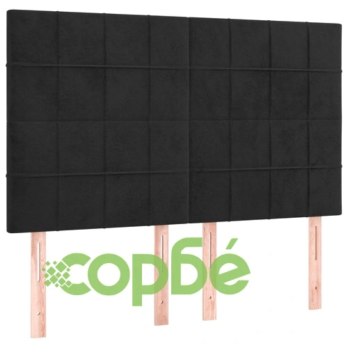 Боксспринг легло с матрак и LED, черно, 140x190 см, кадифе ➤ топ цена ➤ sorbe.bg