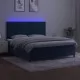 Боксспринг легло с матрак и LED, тъмносиньо, 160x200 см, кадифе