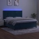 Боксспринг легло с матрак и LED, тъмносиньо, 160x200 см, кадифе