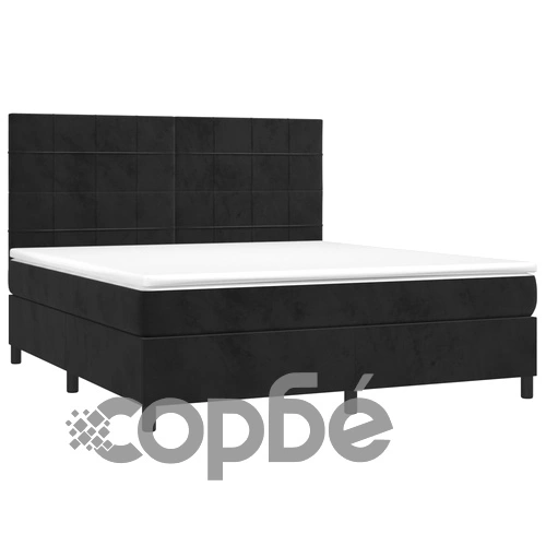Боксспринг легло с матрак и LED, черно, 180x200 см, кадифе ➤ топ цена ➤ sorbe.bg