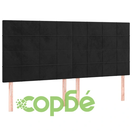 Боксспринг легло с матрак и LED, черно, 180x200 см, кадифе ➤ топ цена ➤ sorbe.bg