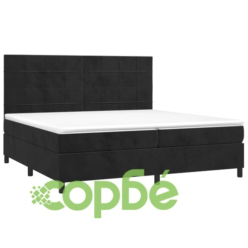 Боксспринг легло с матрак и LED, черно, 200x200 см, кадифе ➤ топ цена ➤ sorbe.bg