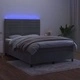 Боксспринг легло с матрак и LED, светлосиво, 140x190 см, кадифе