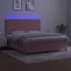 Боксспринг легло с матрак и LED, розово, 160x200 см, кадифе