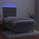 Боксспринг легло с матрак и LED, светлосиво, 90x200 см, кадифе