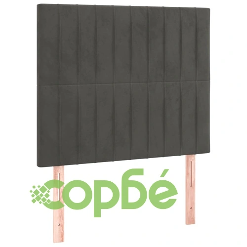 Боксспринг легло с матрак и LED, тъмносиво, 90x200 см, кадифе ➤ топ цена ➤ sorbe.bg