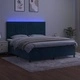 Боксспринг легло с матрак и LED, тъмносиньо, 180x200 см, кадифе
