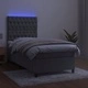 Боксспринг легло с матрак и LED, светлосиво, 80x200 см, кадифе