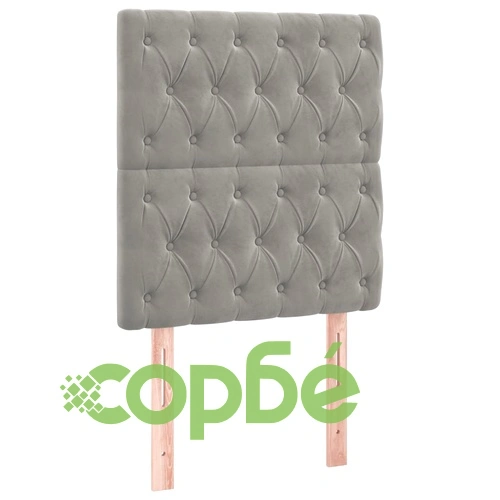 Боксспринг легло с матрак и LED, светлосиво, 80x200 см, кадифе ➤ топ цена ➤ sorbe.bg