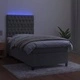 Боксспринг легло с матрак и LED, светлосиво, 90x190 см, кадифе