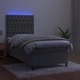 Боксспринг легло с матрак и LED, светлосиво, 90x200 см, кадифе