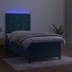 Боксспринг легло с матрак и LED, тъмносиньо, 90x200 см, кадифе