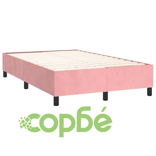 Боксспринг легло с матрак и LED, розово, 120x200 см, кадифе ➤ топ цена ➤ sorbe.bg
