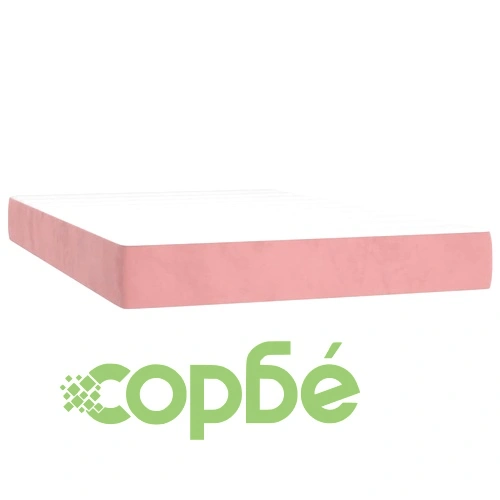 Боксспринг легло с матрак и LED, розово, 120x200 см, кадифе ➤ топ цена ➤ sorbe.bg