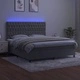 Боксспринг легло с матрак и LED, светлосиво, 160x200 см, кадифе