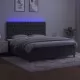 Боксспринг легло с матрак и LED, тъмносиво, 180x200 см, кадифе