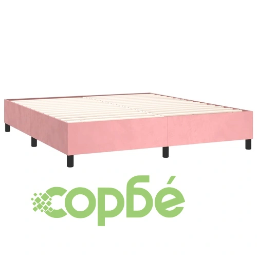 Боксспринг легло с матрак и LED, розово, 180x200 см, кадифе ➤ топ цена ➤ sorbe.bg