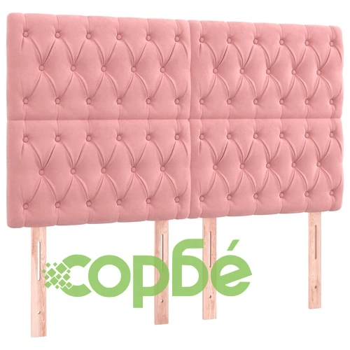 Боксспринг легло с матрак и LED, розово, 180x200 см, кадифе ➤ топ цена ➤ sorbe.bg