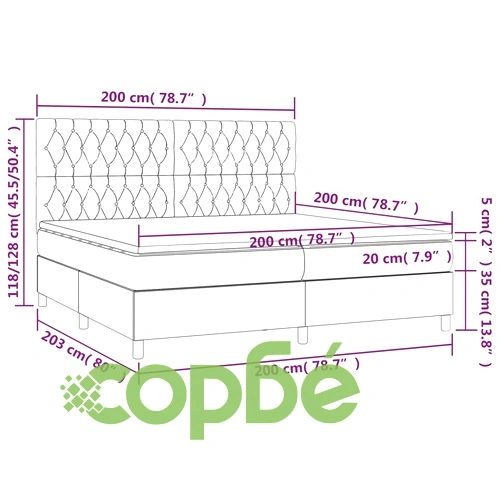 Боксспринг легло с матрак и LED, розово, 200x200 см, кадифе ➤ топ цена ➤ sorbe.bg