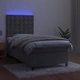 Боксспринг легло с матрак и LED, светлосиво, 80x200 см, кадифе