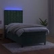 Боксспринг легло с матрак и LED, тъмнозелено, 80x200 см, кадифе