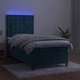 Боксспринг легло с матрак и LED, тъмносиньо, 80x200 см, кадифе