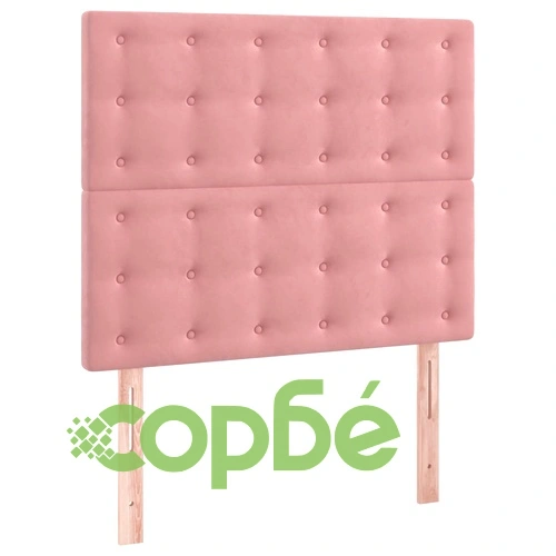 Боксспринг легло с матрак и LED, розово, 80x200 см, кадифе ➤ топ цена ➤ sorbe.bg