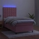 Боксспринг легло с матрак и LED, розово, 90x190 см, кадифе