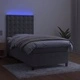 Боксспринг легло с матрак и LED, светлосиво, 90x200 см, кадифе