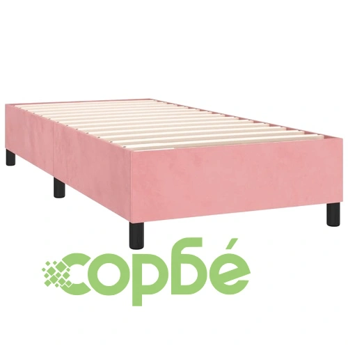 Боксспринг легло с матрак и LED, розово, 90x200 см, кадифе ➤ топ цена ➤ sorbe.bg