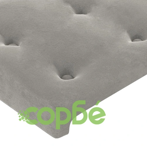 Боксспринг легло с матрак и LED, светлосиво, 100x200 см, кадифе ➤ топ цена ➤ sorbe.bg