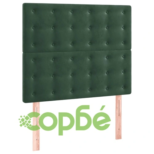 Боксспринг легло с матрак и LED, тъмнозелено, 100x200см, кадифе ➤ топ цена ➤ sorbe.bg