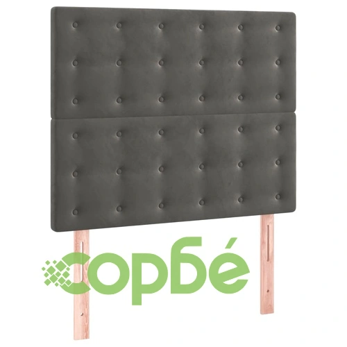 Боксспринг легло с матрак и LED, тъмносиво, 120x200 см, кадифе ➤ топ цена ➤ sorbe.bg