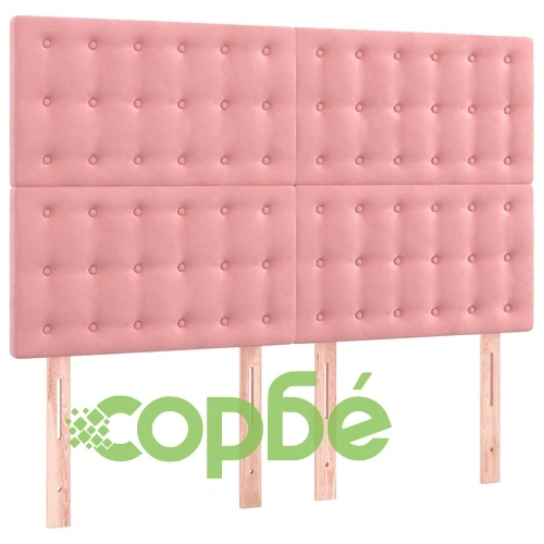 Боксспринг легло с матрак и LED, розово, 140x190 см, кадифе ➤ топ цена ➤ sorbe.bg